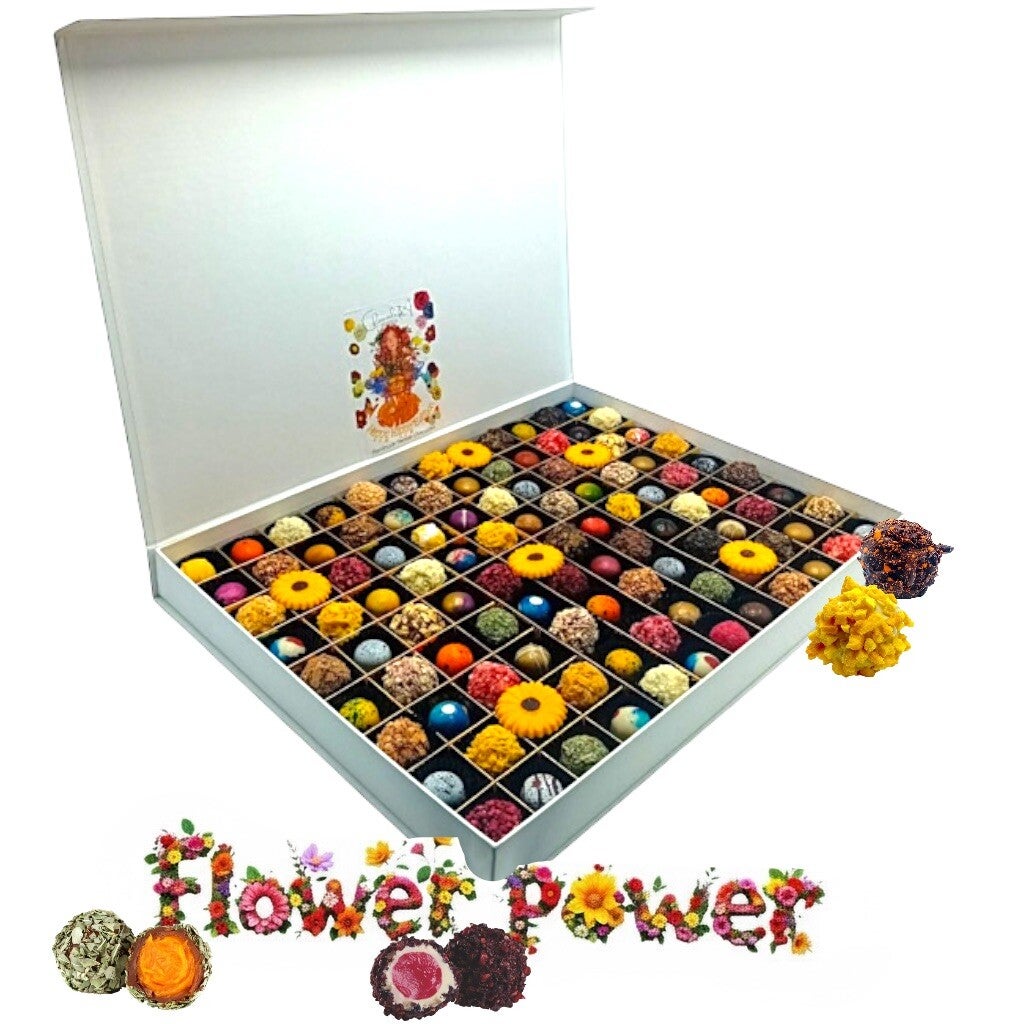 FLOWER POWER MIX(108)-mega groot-wit-Luxe magneetbox