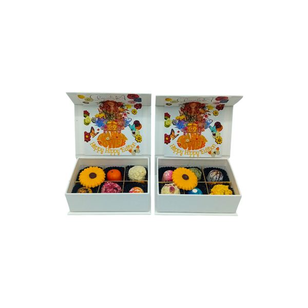 2 x Luxe handgemaakte bonbons chocolade-FLOWER POWER MIX(6)-mini-wit