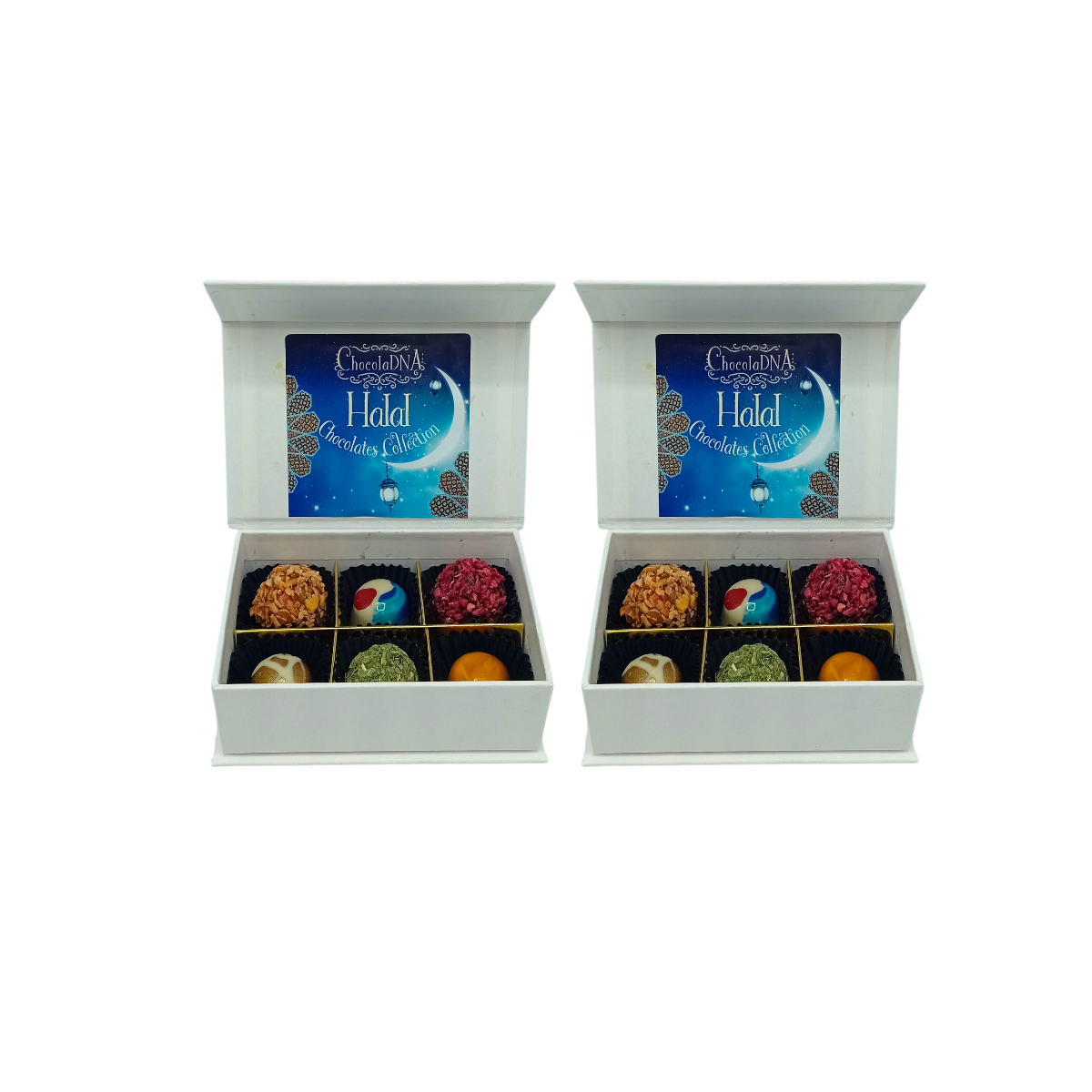 Luxe doos Handgemaakte ambachtelijke bonbons Halal Chocolade - 2x-6 Mini