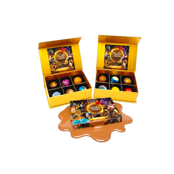 2x6 Exclusieve Handgemaakte Chocolade Bonbons - 2 kleine doosjes Kunstwerkjes