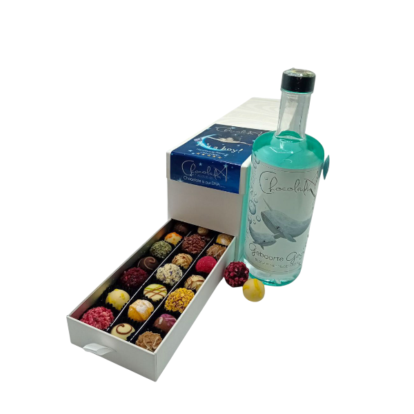 Luxe Kraamcadeau voor een jongen – Chocolade Mix Lade-Box met Likeur