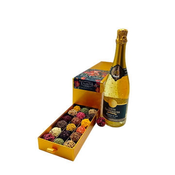 Ladebox met Chocolade Truffels en Fles Prosecco Louis Eschenauer