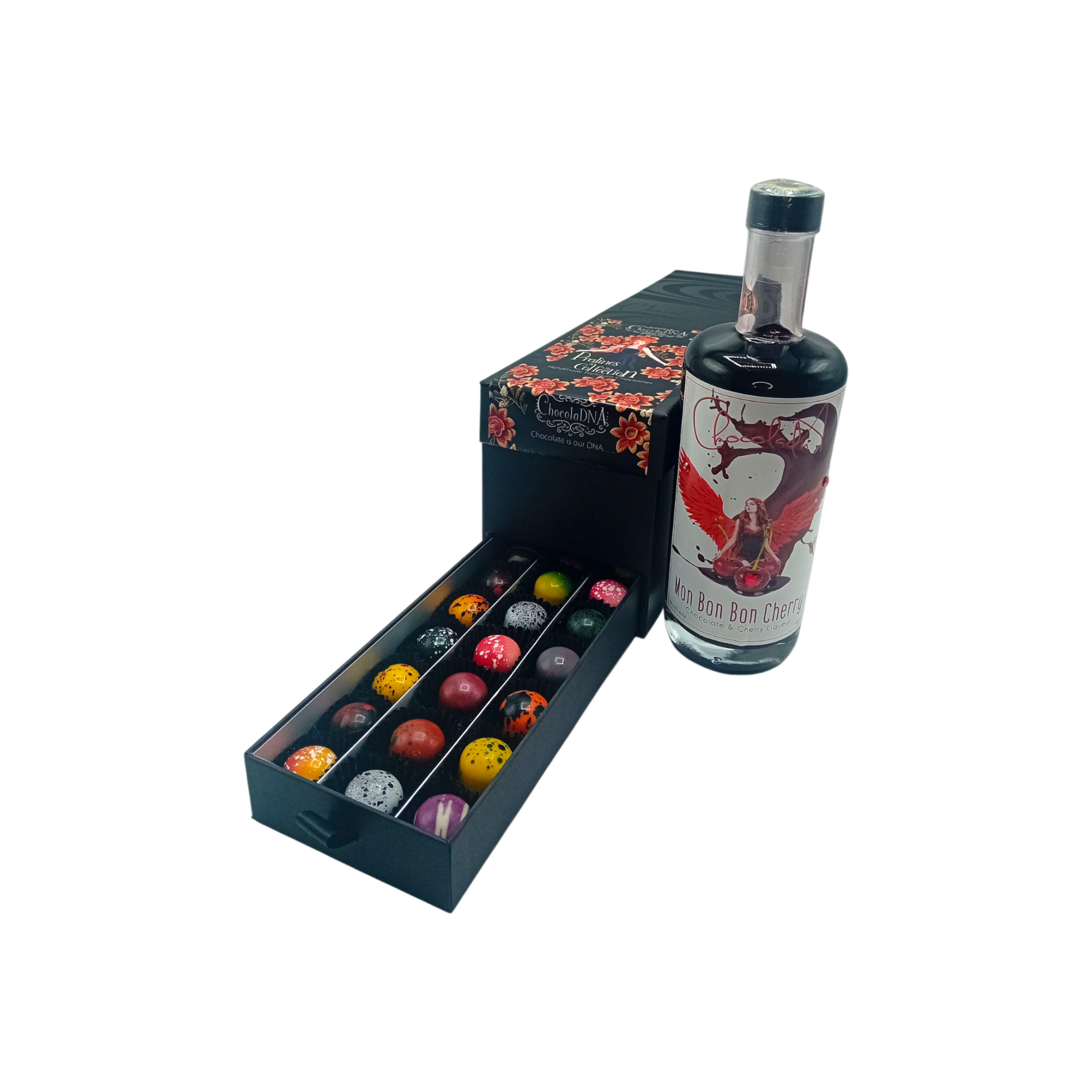 Ladebox Pralines + fles Bonbon Cherry