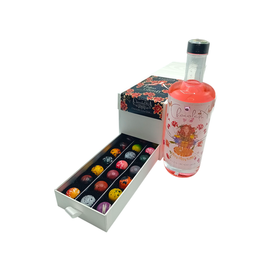 Ladebox Pralines + fles Flower Power