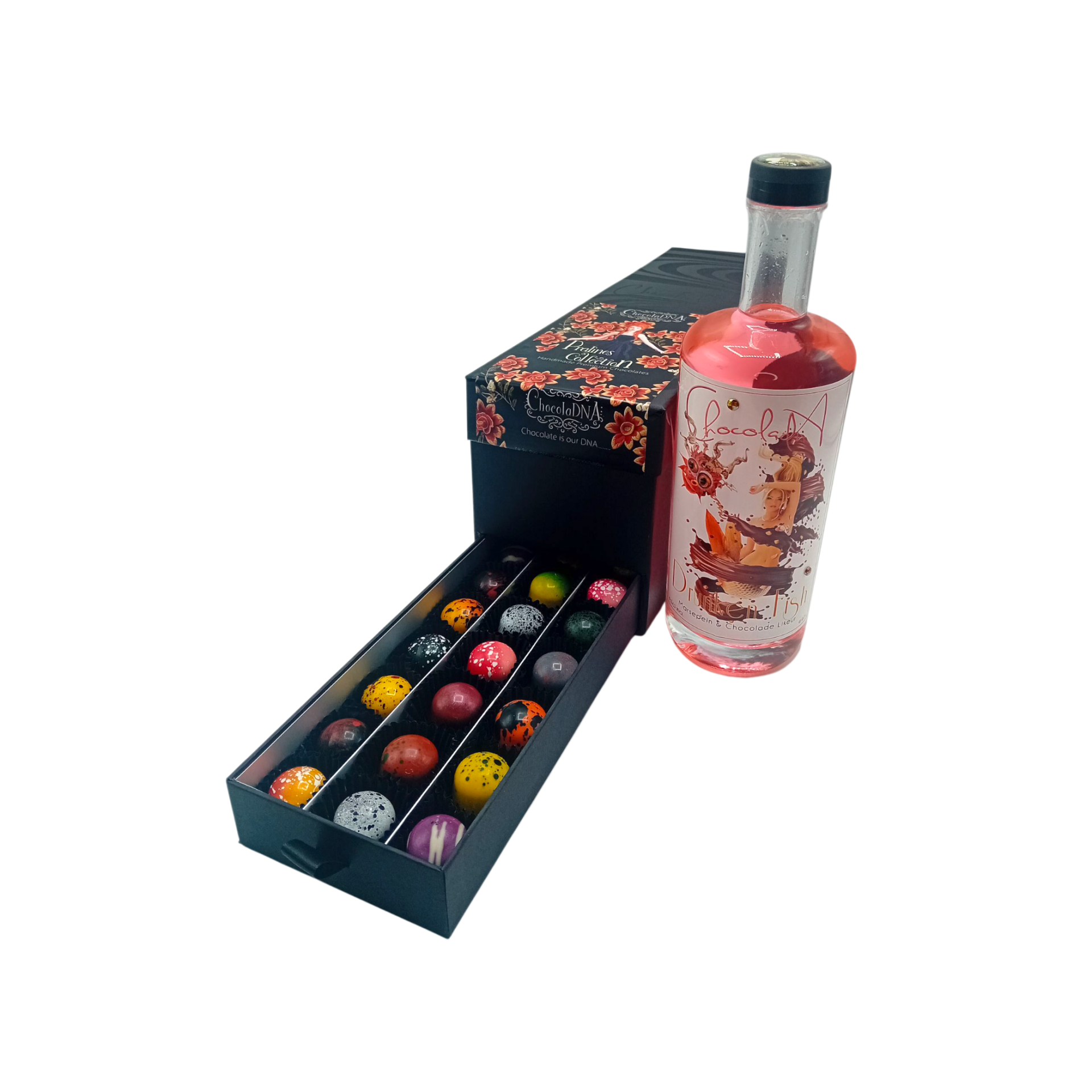 Ladebox Pralines + fles Drunken Fish