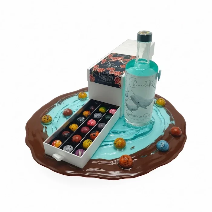 🩵 Geboorte Luxe Ladebox Met Blauwe Anijs Likeur & Handgemaakte Truffels- It’s a Boy Edition