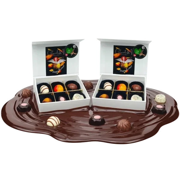 🐰Paasbox 2026  Luxe Vegan Bonbons, & Chocolade Eitjes in Gouden Magneetbox  2x 6 stuks