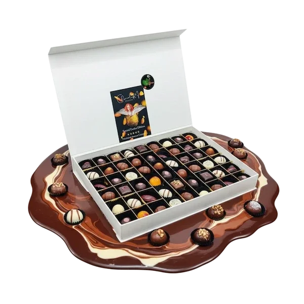 🐰Paasbox 2026| 54 Luxe Vegan  Bonbons & Chocolade Eitjes in Gouden  Super Grote Magneetbox