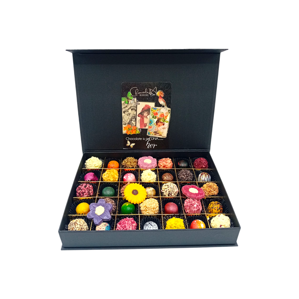 Moeders Chocolade Truffels & Pralines met Poëziealbum -groot (35stuks) | Cadeau voor moeders| Chocoseum