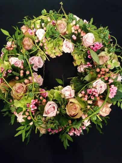 Rouwkrans roos groen