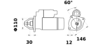 0011743Motorino avviamento  Tensione 12 V  Potenza 2,7 kW motorino avviamento per FIAT 446 DT