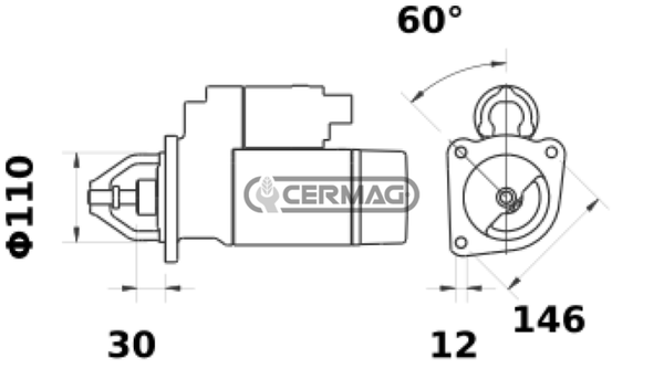 0011744 MOTORINO AVVIAMENTO 12V-POTENZA 3KW MAHLE