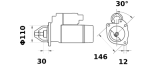 0011746Motorino avviamento  Tensione 12 V  Potenza 3 kW motorino avv.FIAT 90/90 130/90 DT