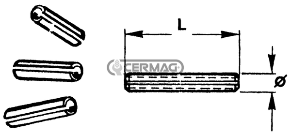 Spina elastica per cardano  Dimensioni ØxL 4x60 mm