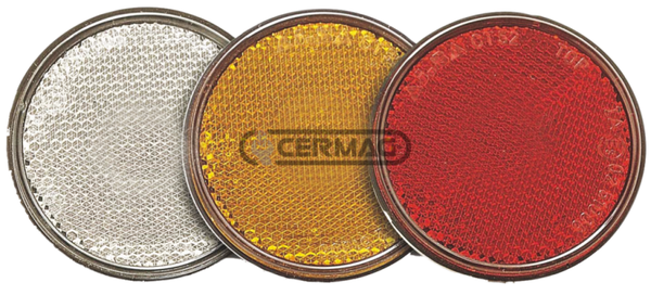 Catadiottro rotondo adesivo  Diametro 60 mm  Colore Rosso