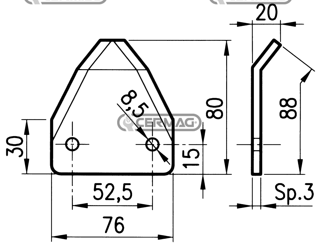 0045916 COLTELLO PER FRESA CARRO MISCELATORE