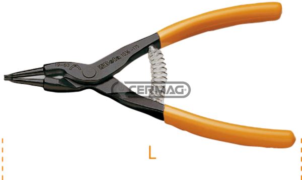 Pinza a becchi dritti per anelli elastici esterni  Misure 10÷25 mm