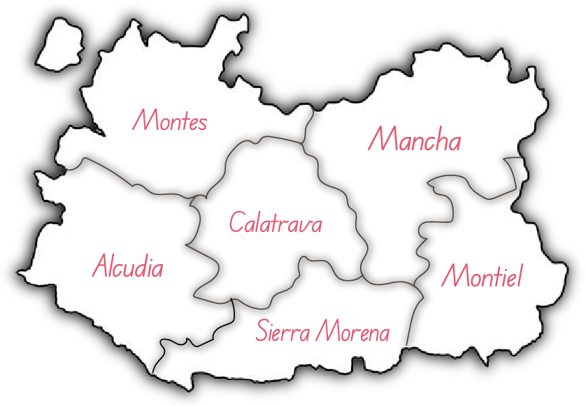 Mapa de comarcas de la provincia de Ciudad Real