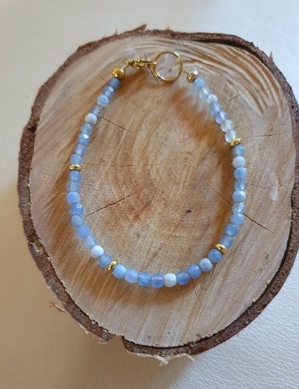 Facetteret kornblomst blå Agat