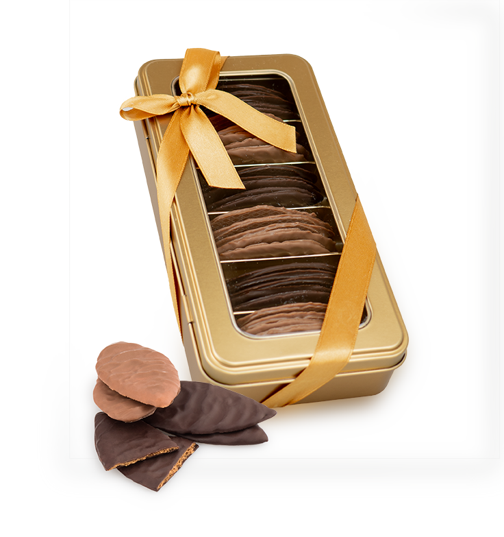 Präsentdose mit Sichtfenster Mandelblätter - 5,75€/Stück