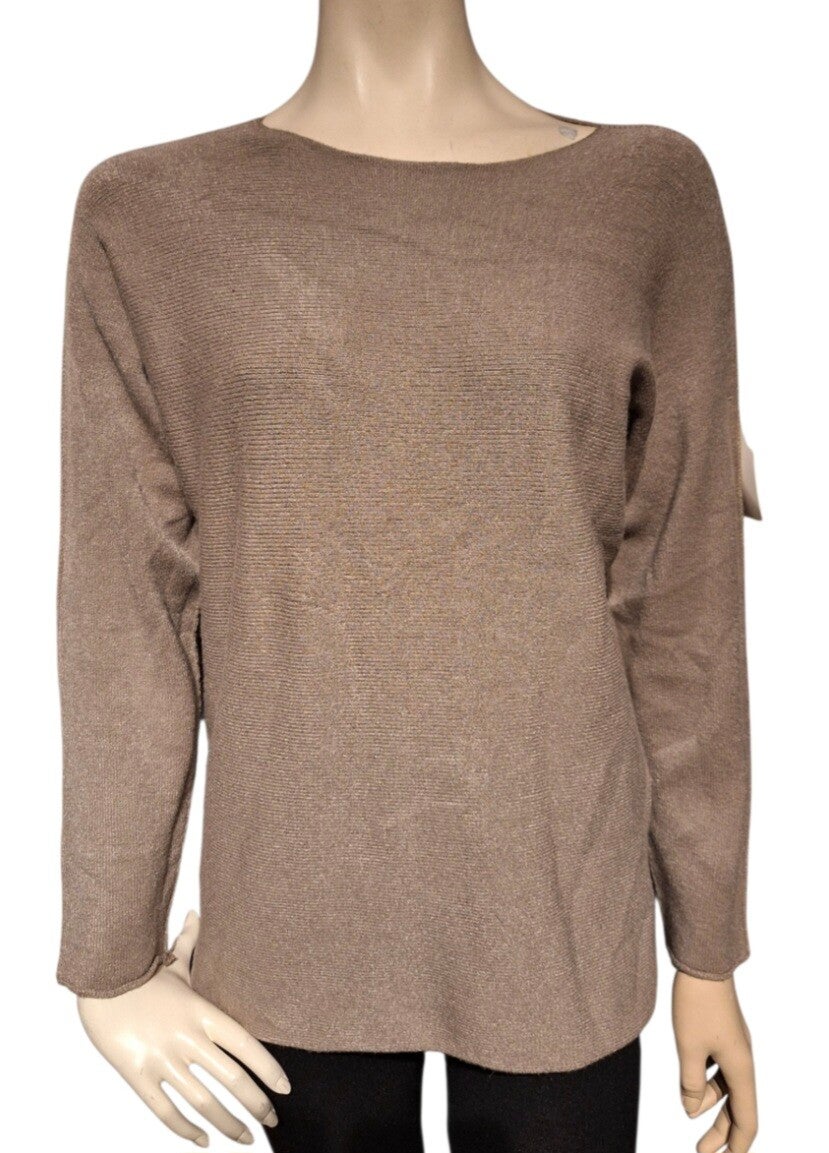 Basic trui ronde hals taupe