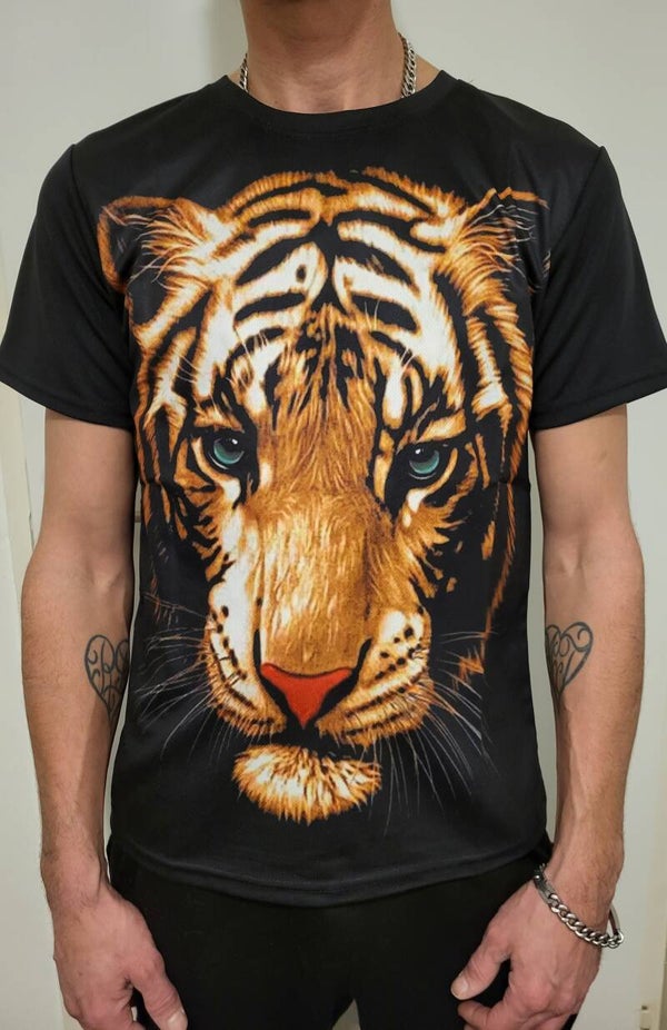 Heren tshirt tijger goud bruin