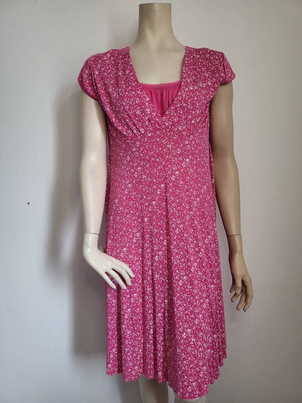 Jurk bloemen print korte mouw roze