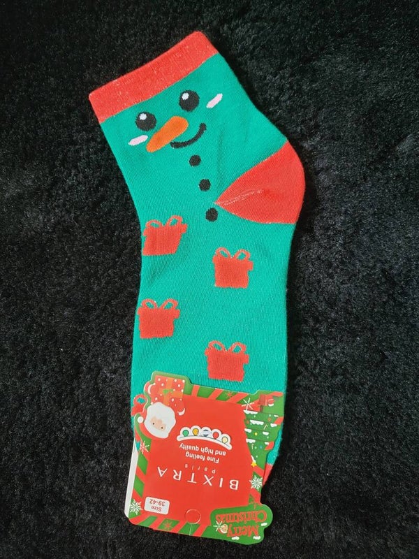 Kerst sok sneeuwpop groen cadeau