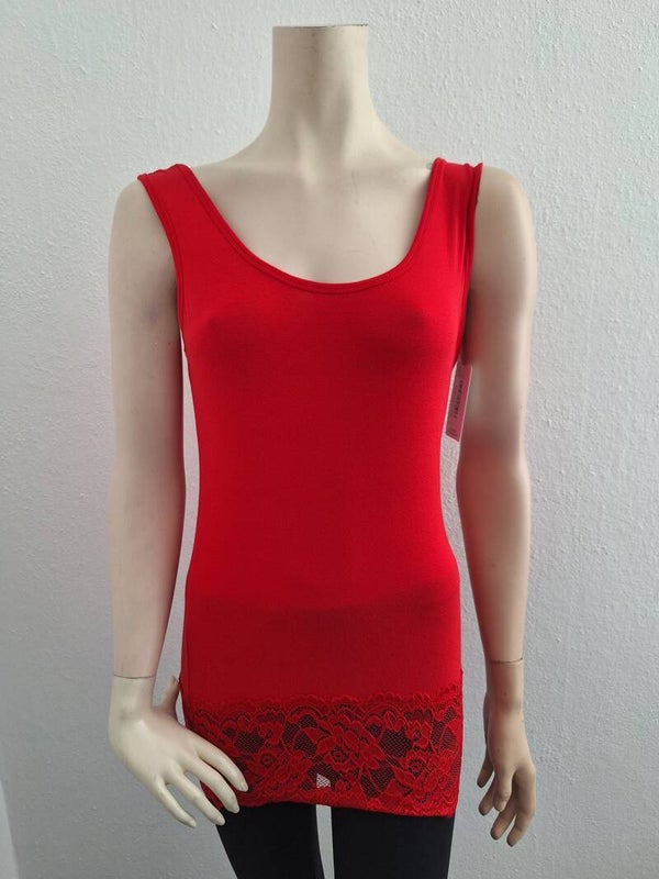 Mouwloze top met kant  rood