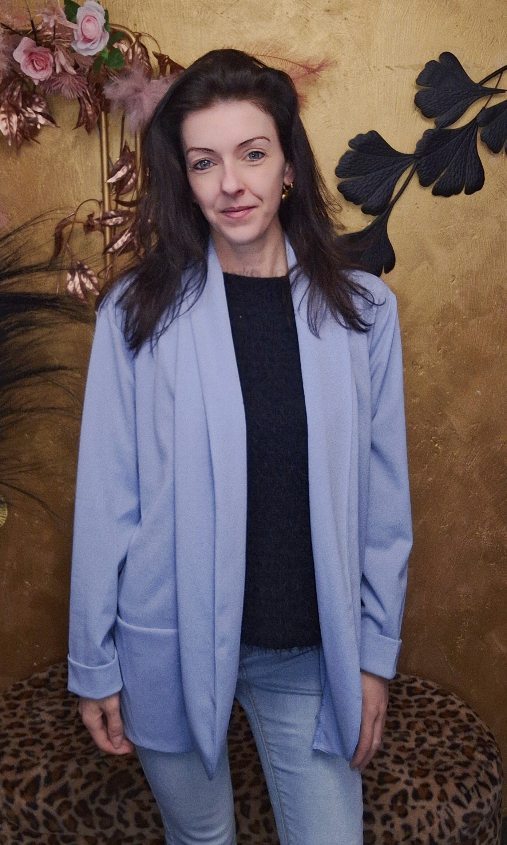 Plus size blazer lichtblauw N1