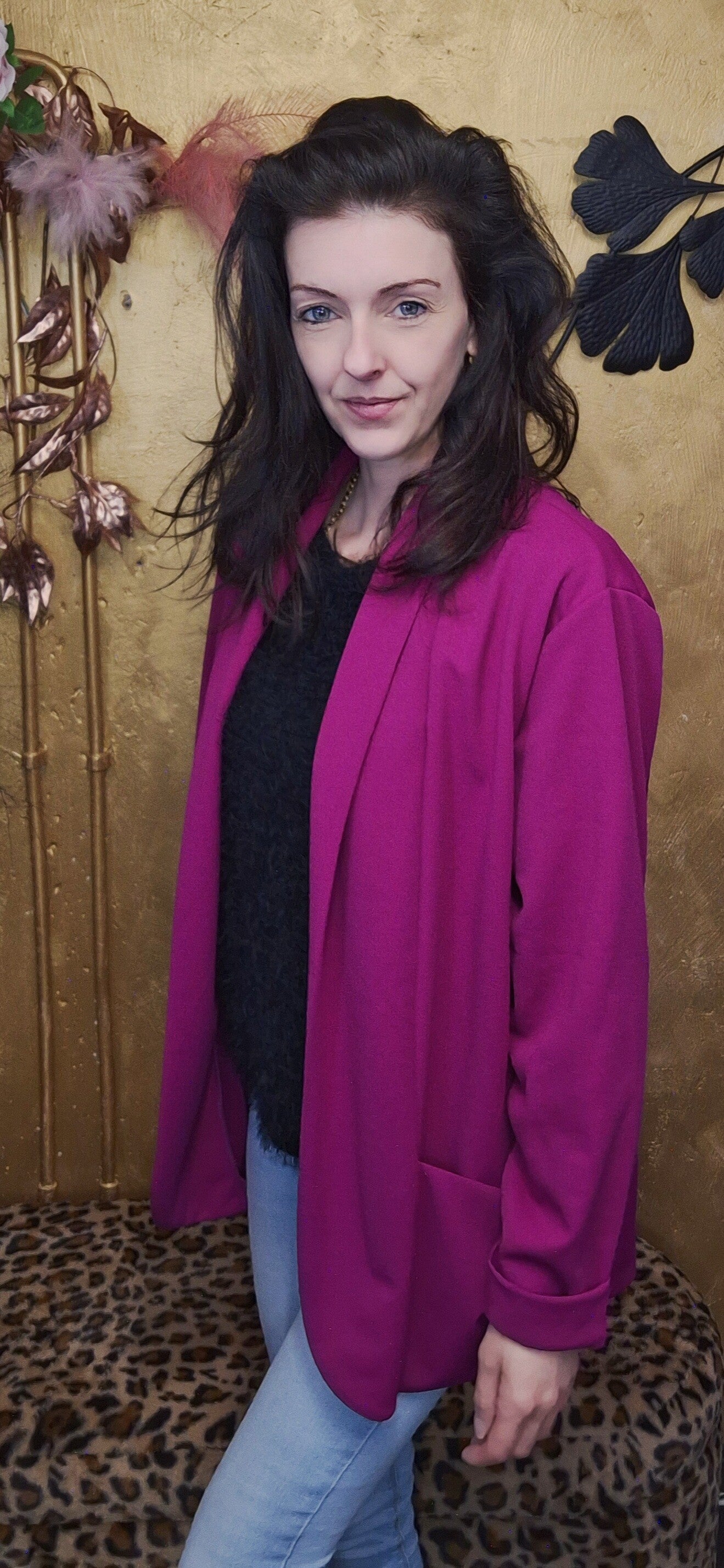 Plus size blazer aubergine kleur