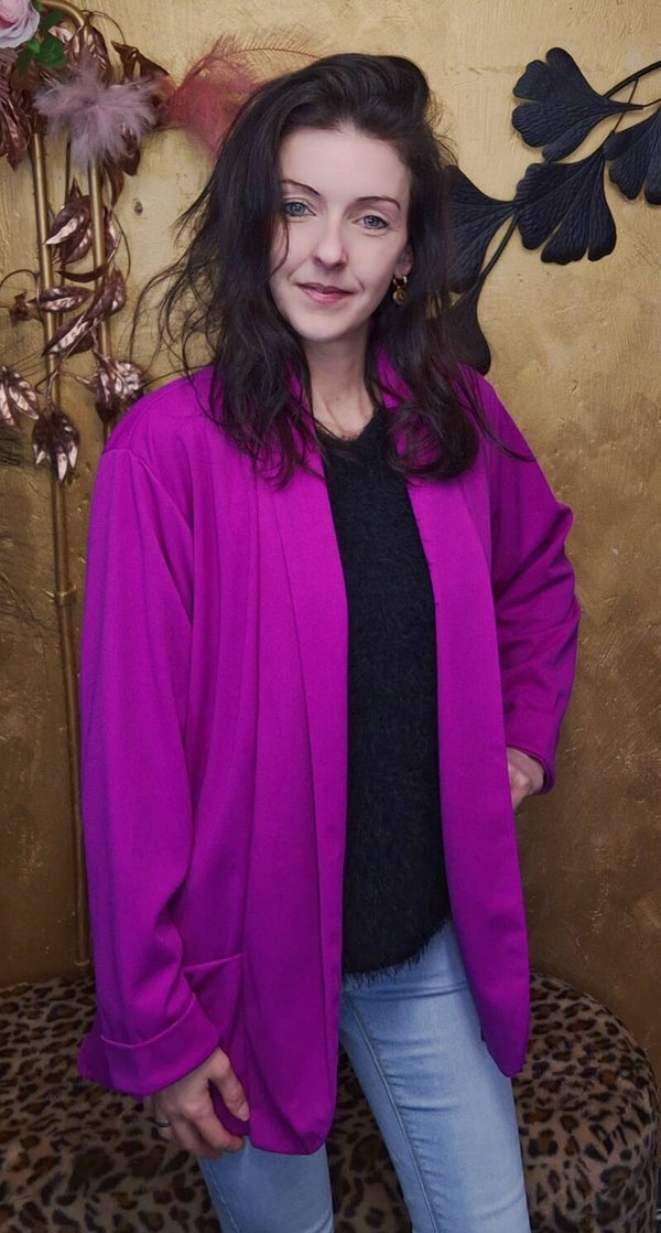 Plus size blazer paars