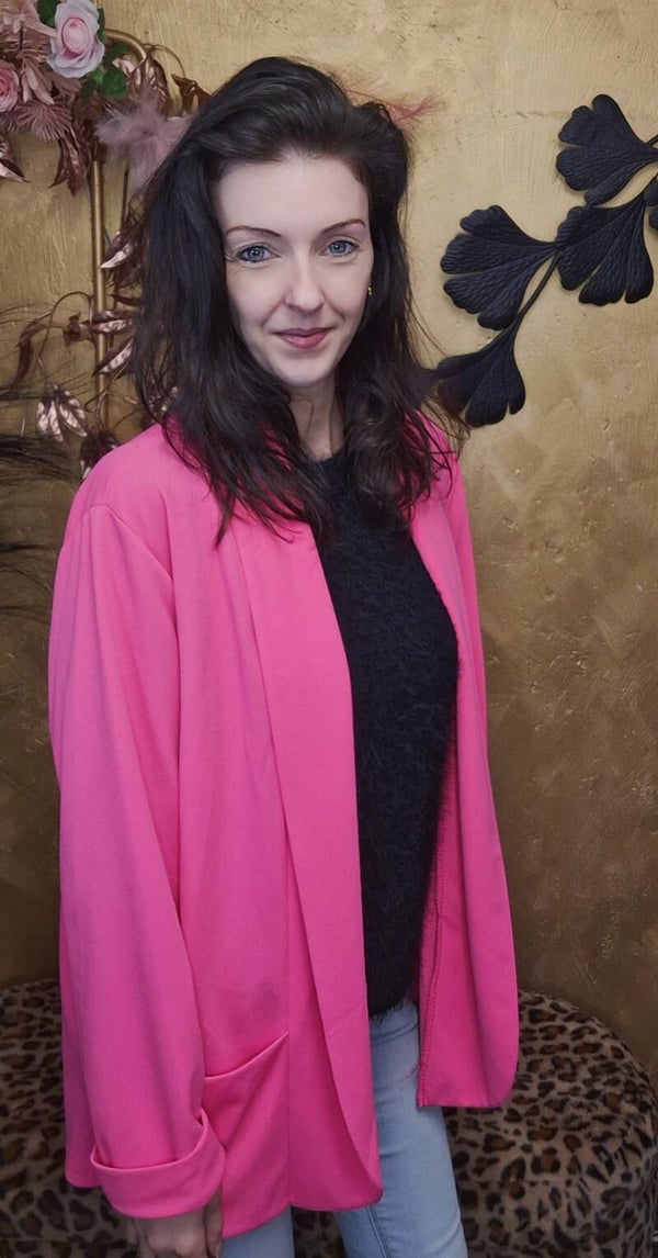 Plus size blazer roze N2