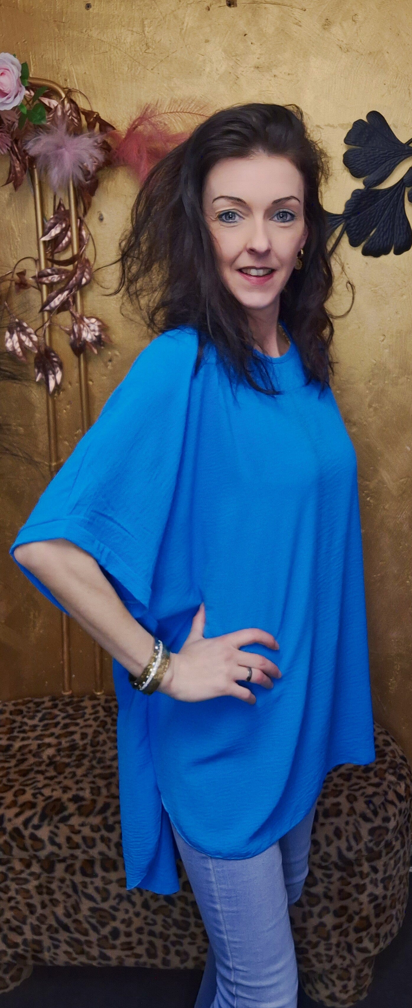 Plus size T-shirt met ronde hals blauw