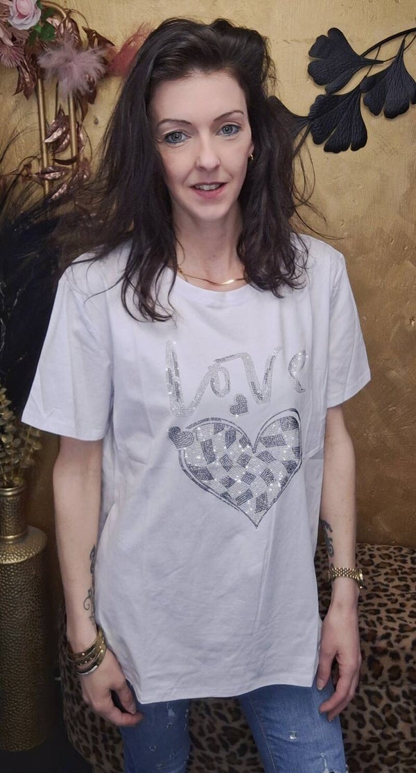 T-shirt met strassteentjes wit