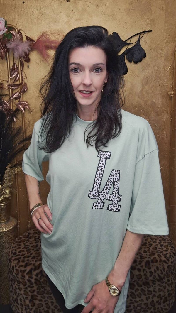 LA T-shirt Mintgroen met Backprint