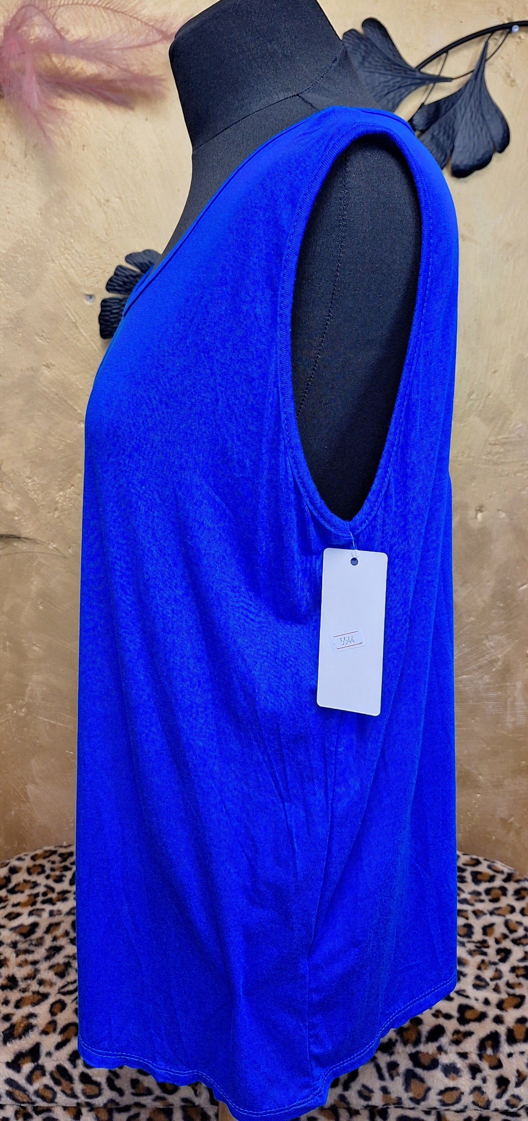 Travel top plussize kobalt blauw