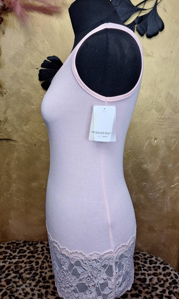 Mouwloze top met kant roze