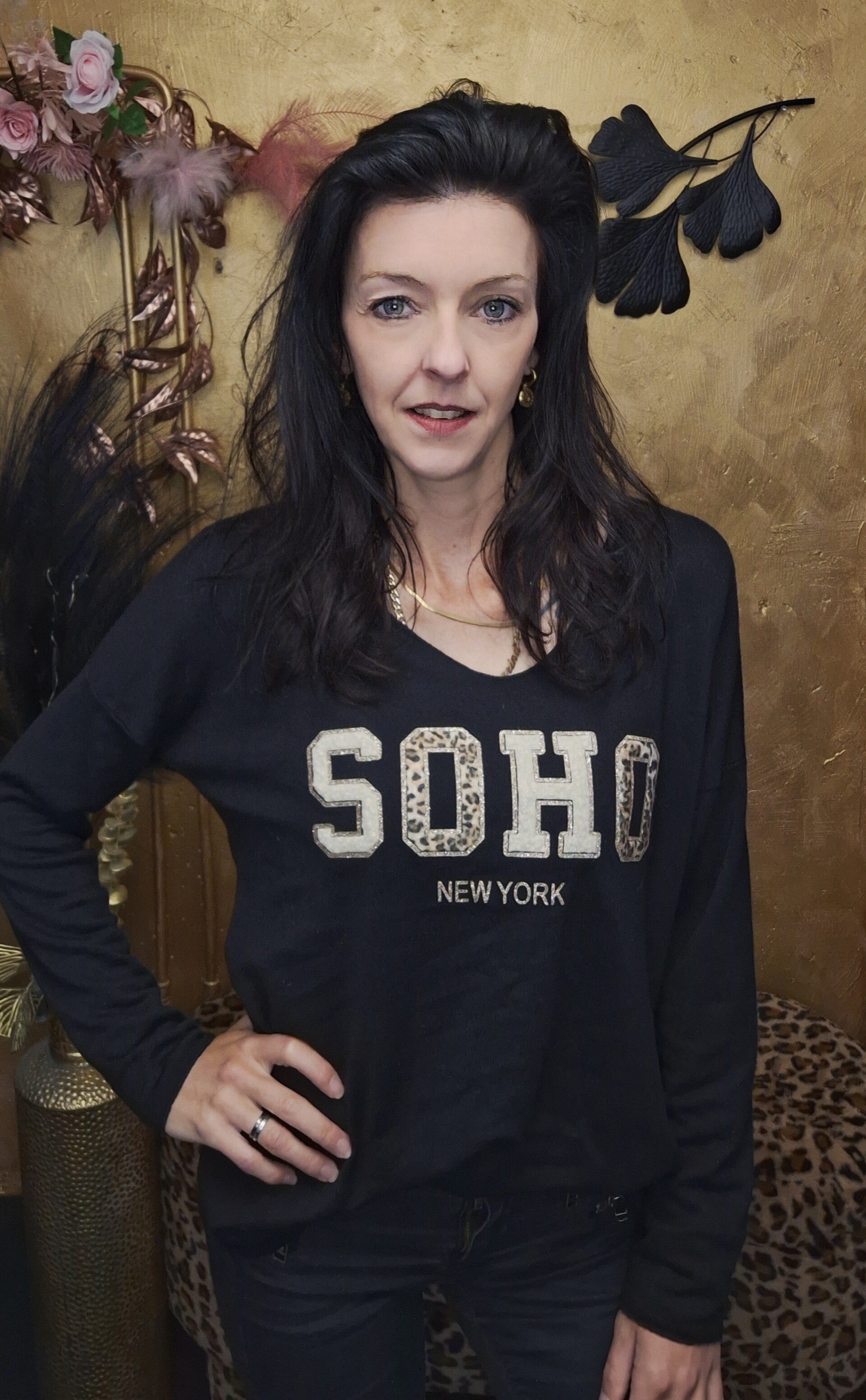 Fleece gevoerd SoHo shirt zwart