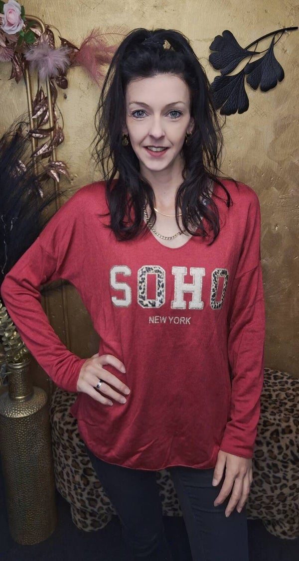 Fleece Gevoerd SoHo shirt bordeaux rood