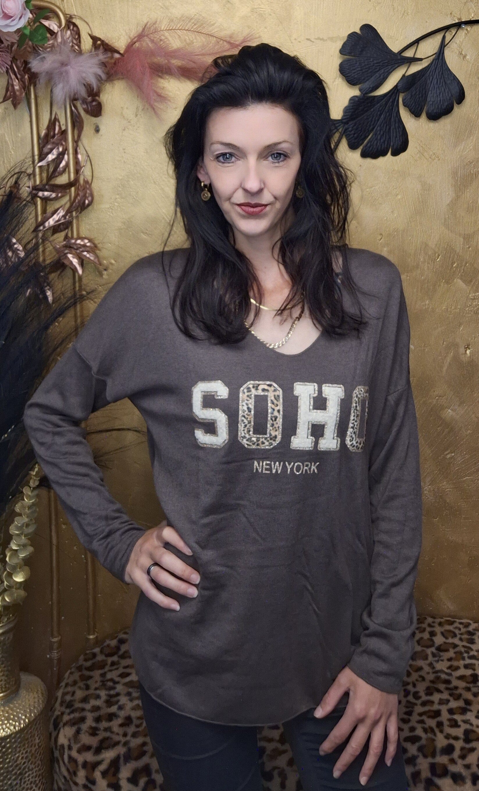 Fleece gevoerd SoHo shirt bruin