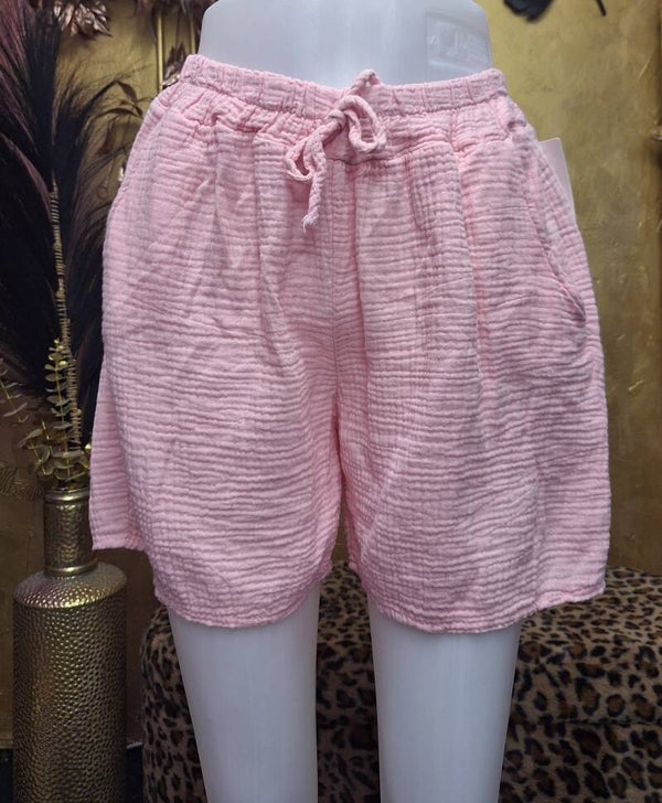 mousseline short dames – luchtig en comfortabel licht roze