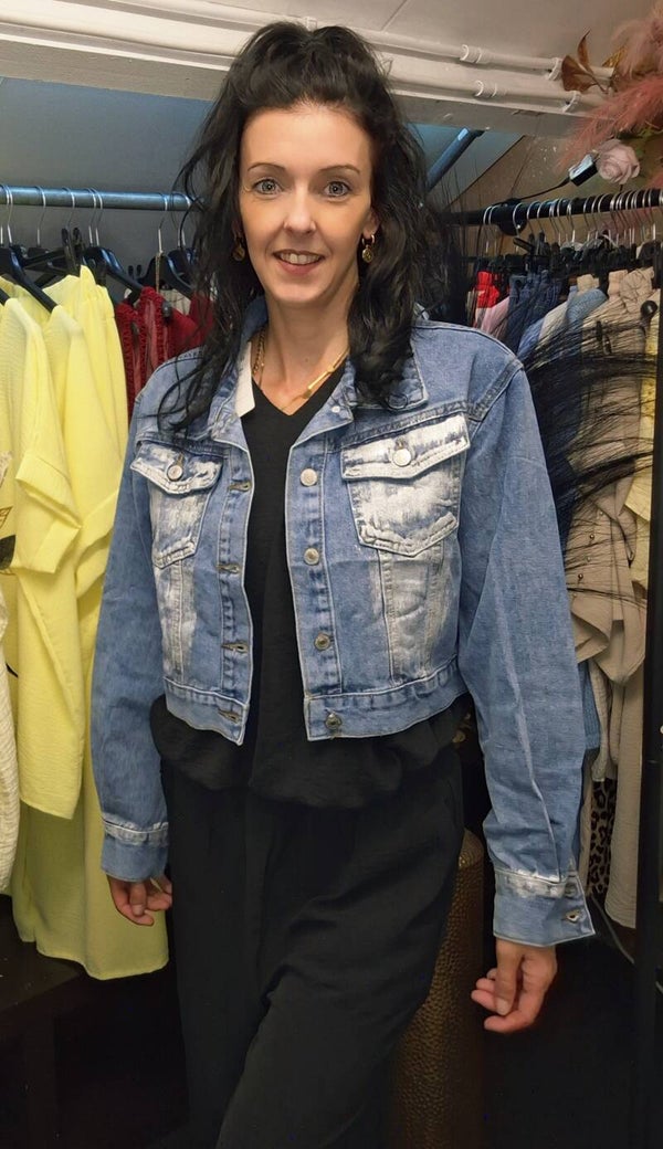Kort Spijkerjasje Dames Lichtblauw | Vintage Denim Jasje