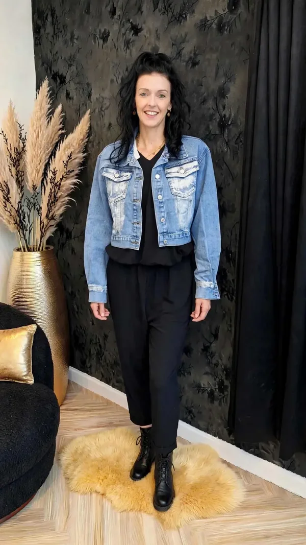 Kort Spijkerjasje Dames Lichtblauw | Vintage Denim Jasje