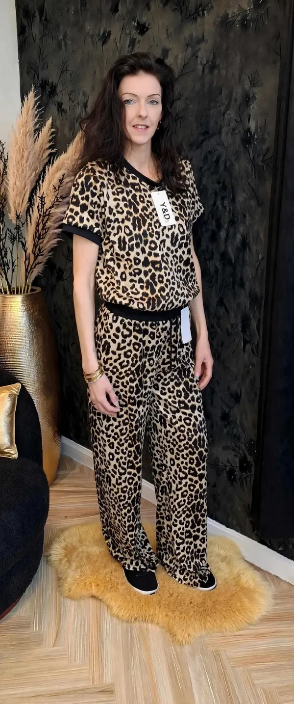 Dames Huispak Panter Zwart - 2-Delige Set Maat S/M