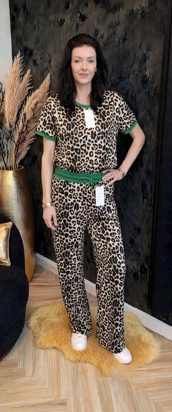 Dames Huispak Panter Groen - 2-Delige Set Maat S/M