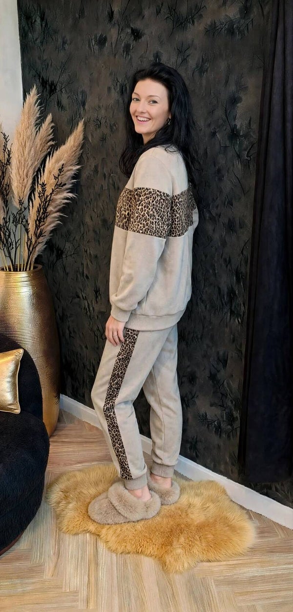 Dames Huispak Panter Beige 2-Delig - Warm Huispak