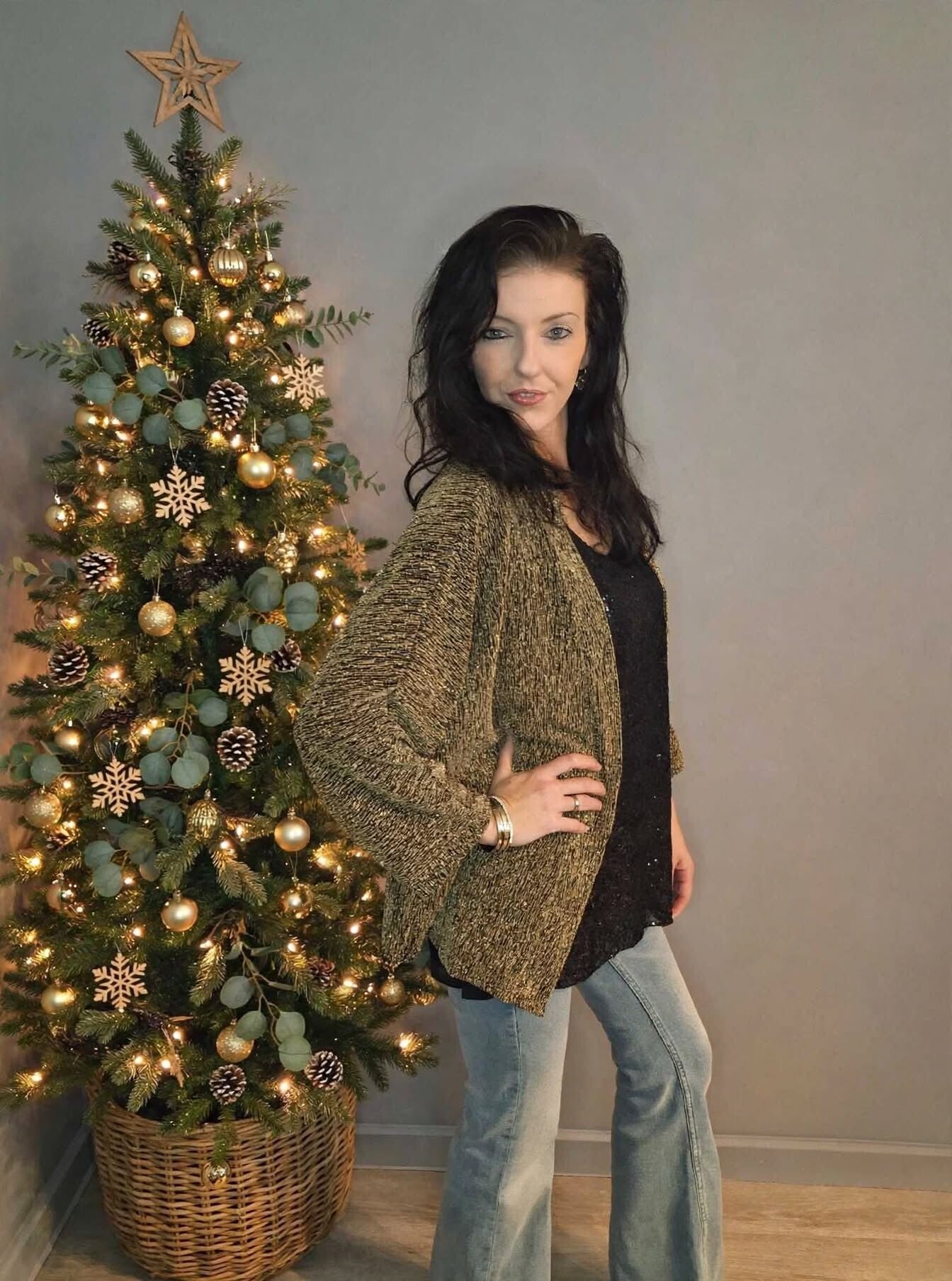 Gouden Glitter Vest Kerst Glitter vestje met fijne Glitters