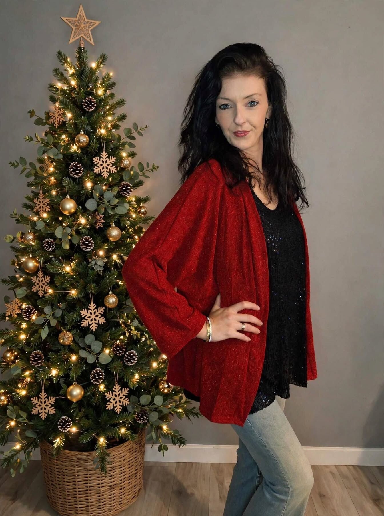 Rode Glitter Vest Kerst Glitter Vestje met Fijne Glitters