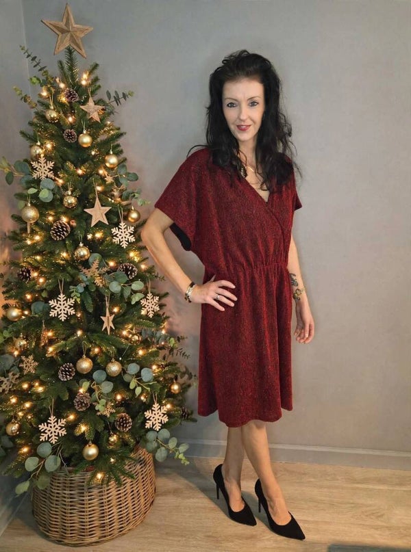 Chique Elegante glitter jurk bordeaux